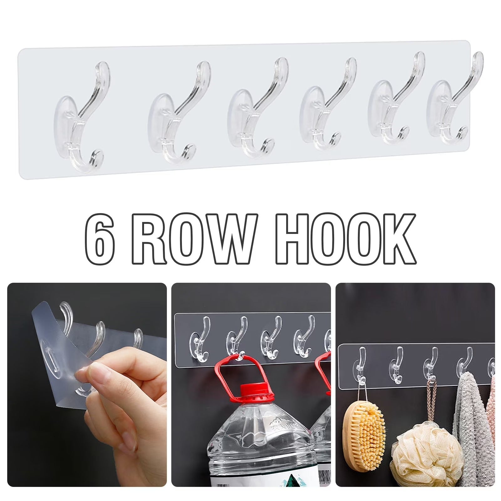 Sticky Plastic Hanger 6 Hooks Used For Multi Purpose
